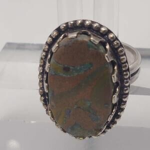 Sterling Silver Earth Jaspar Ring Size 7.5